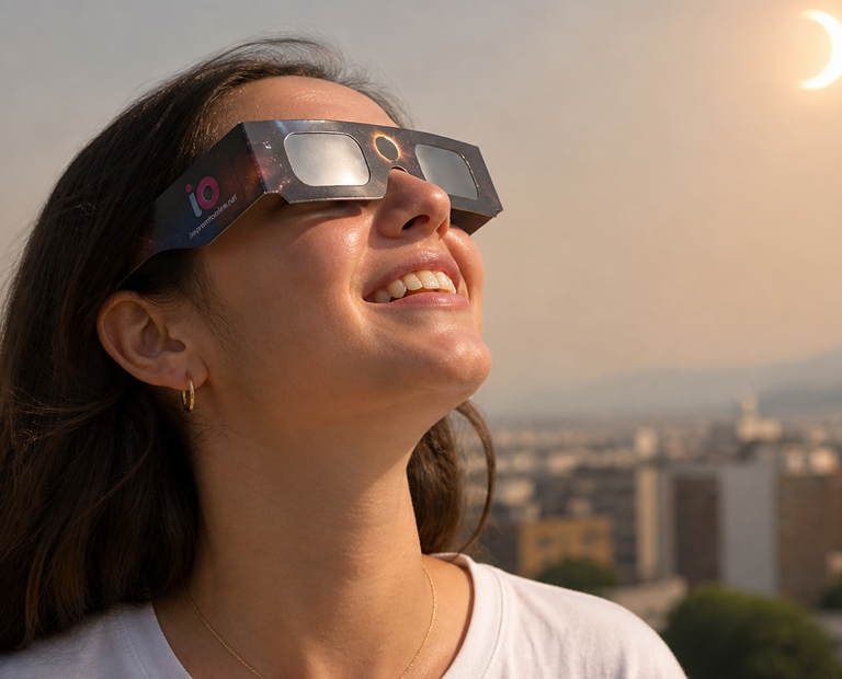 chica mirando el eclipse